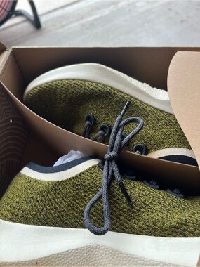 Olive Knit Lace-Up Sneakers